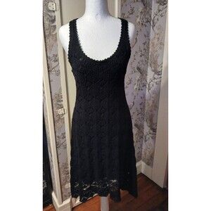 Vintage Moda International Victoria Secret Black Crochet Skinny Strap Dress